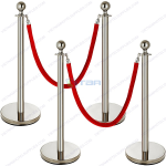 Cột chắn inox trắng dây nhung đỏ trang trí đặt tiền sảnh
