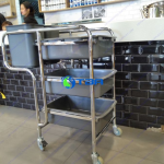 Xe đẩy thu dọn bàn ăn gom bát đĩa thức ăn thừa