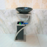 Thùng rác inox đặt sảnh chữ Z đĩa tròn A047