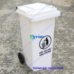 Thùng rác nhựa HDPE 240L màu trắng ASIA-TRT240