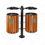 Thùng rác gỗ treo 2 ngăn đặt ngoài trời