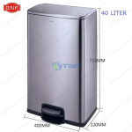 Thùng rác inox vuông cao cấp cỡ lớn 40L #GNFSJ40