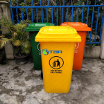 Thùng phân loại rác màu Xanh - Vàng - Cam đỏ 240L