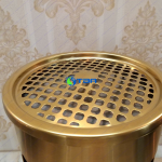 Thùng rác tròn có gạt tàn inox vàng GT250G