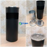 Thùng rác gạt tàn tròn màu đen GT250B