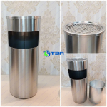 Thùng rác tiền sảnh inox tròn gạt tàn GT250W
