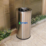 Thùng rác inox tròn nắp lật xoay cao cấp