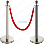 Trụ chắn inox đầu tròn dây nhung trùng màu đỏ