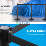 Trụ chắn barrier màu đen dùng trong triển lãm dây căng 2 mét