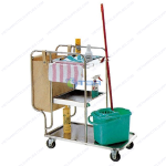 Xe đẩy dọn vệ sinh 03 tầng khung inox