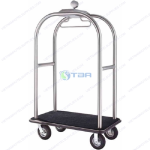 Xe đẩy hành lý inox mái vòm thảm màu xám đen