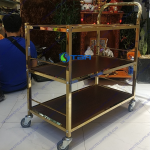 Xe đẩy phục vụ inox 3 tầng mạ vàng C34G