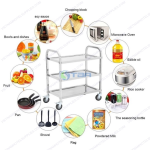 Xe đẩy phục vục thức ăn inox 3 tầng cỡ nhỏ