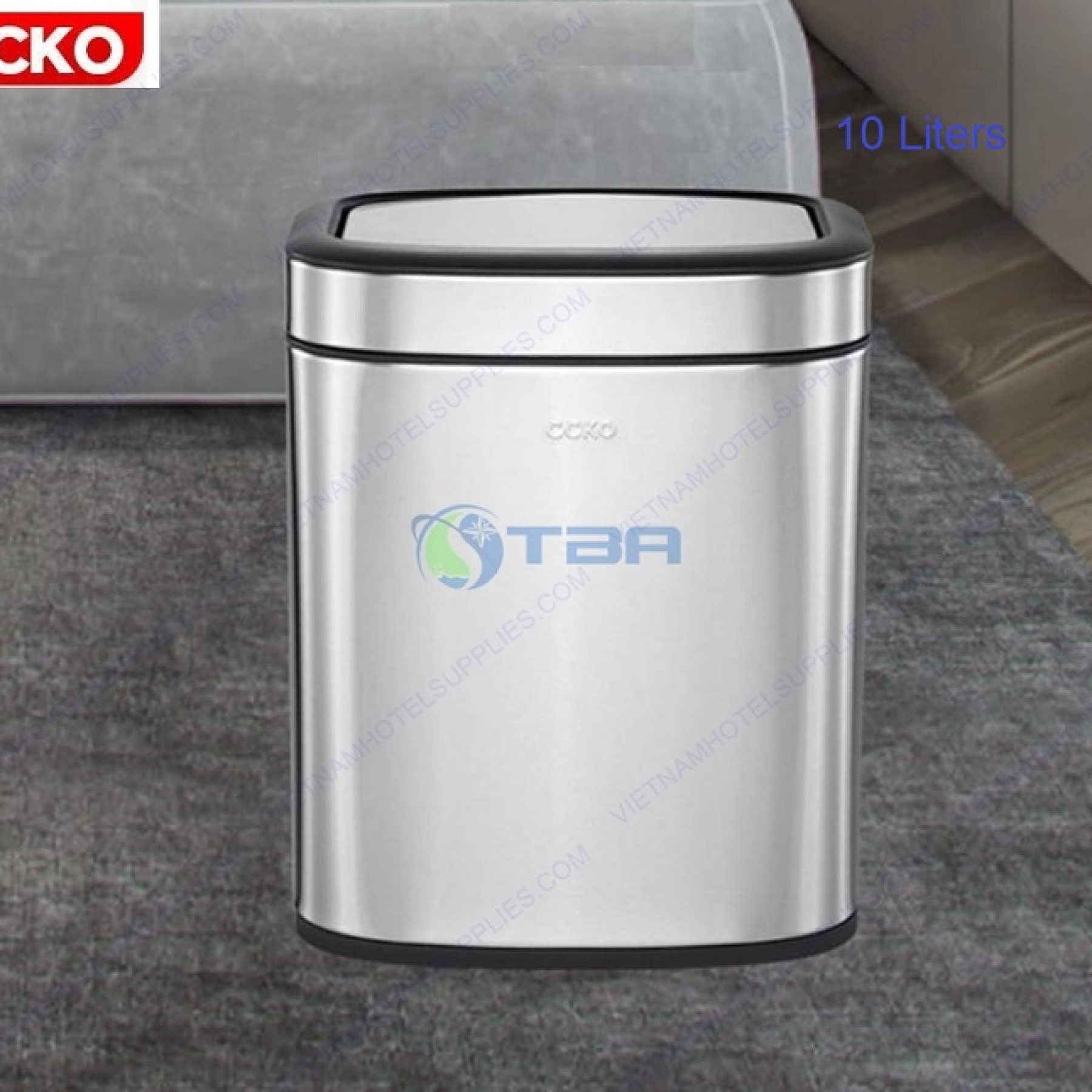 Thùng rác CCKO chữ nhật 2 lớp nắp lật 10L #CK9908