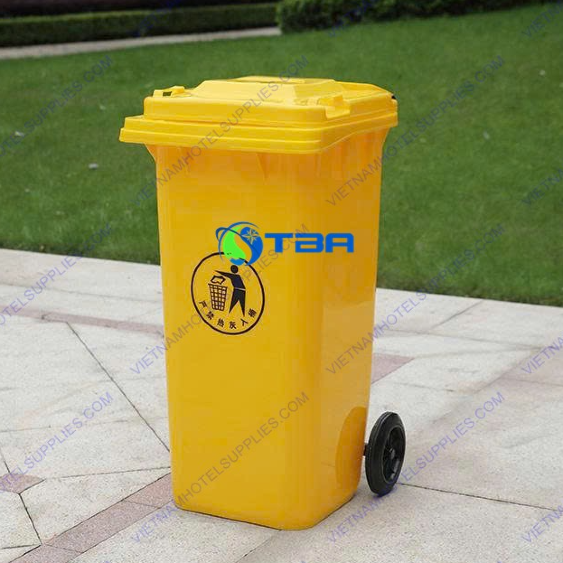 Thùng rác nhựa 120L màu vàng ASIA-TRNV120L