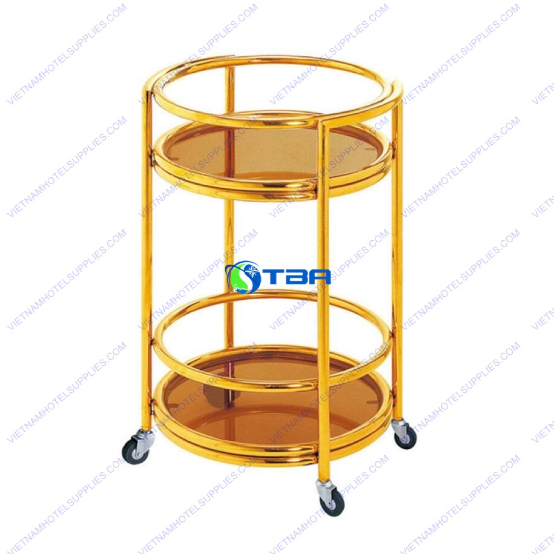 Xe đẩy rượu trà Inox 2 tầng hình tròn ASIA-RT010