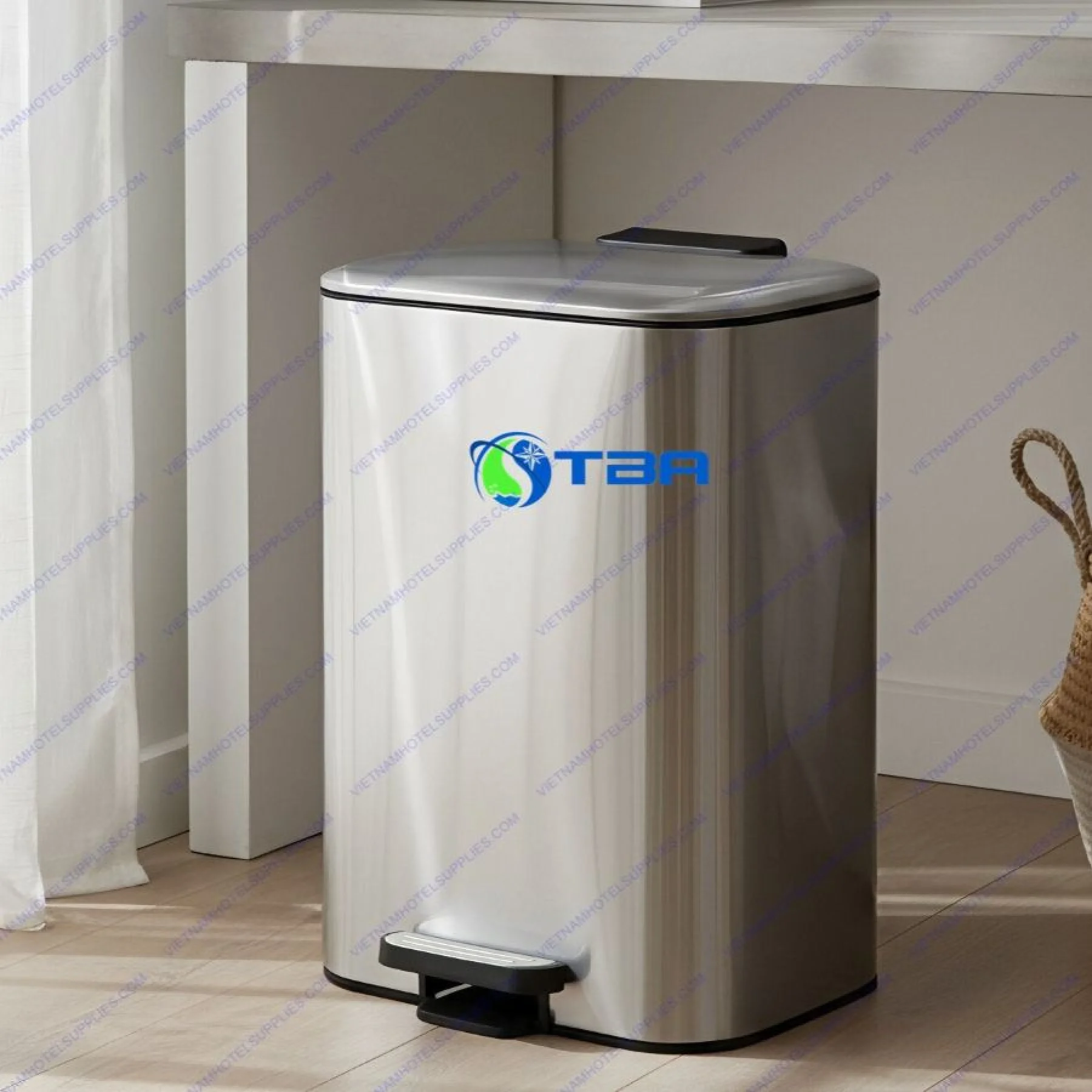 Thùng rác inox vuông đạp chân ASIA12L-TRDC