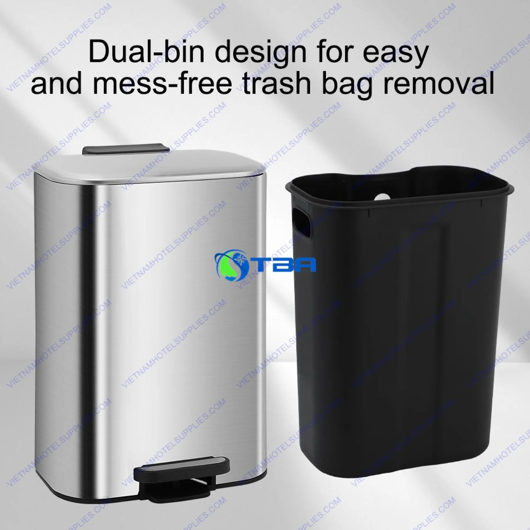 Thùng rác inox vuông đạp chân ASIA50L-TRDC