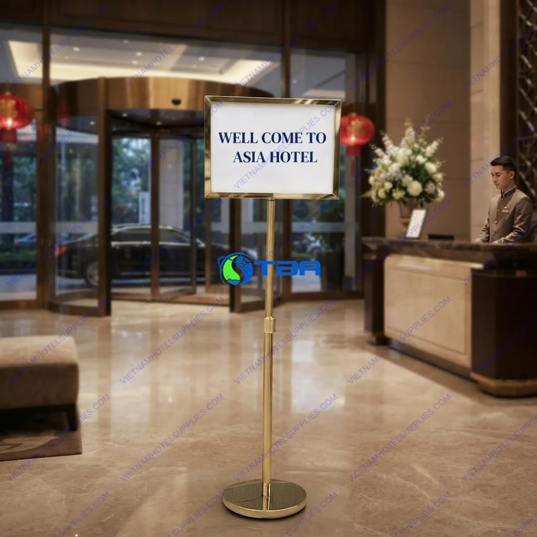 Bảng menu thông tin inox vàng 2 mặt khổ A3