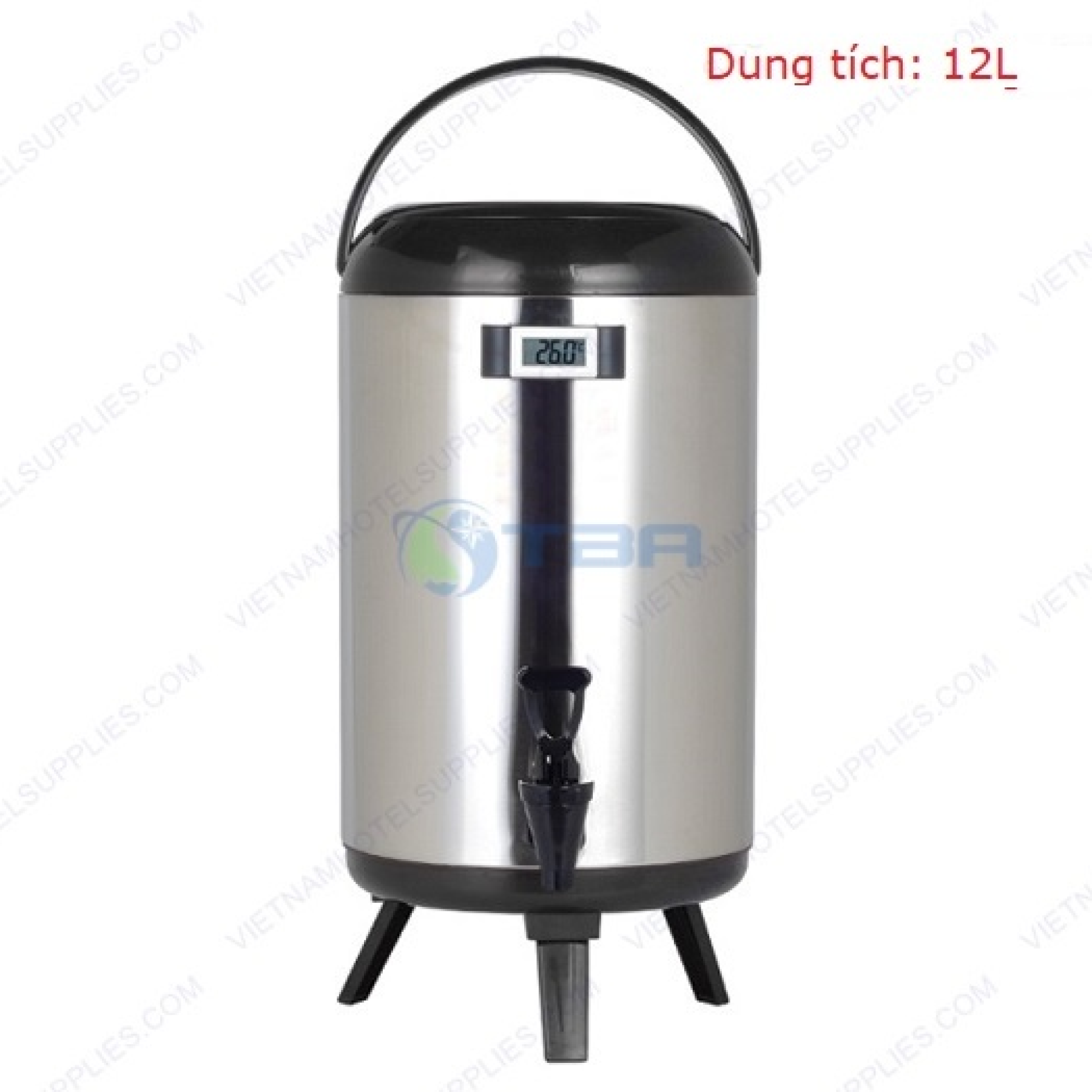 Bình ủ trà sữa inox có nhiệt kế AZK-12LP