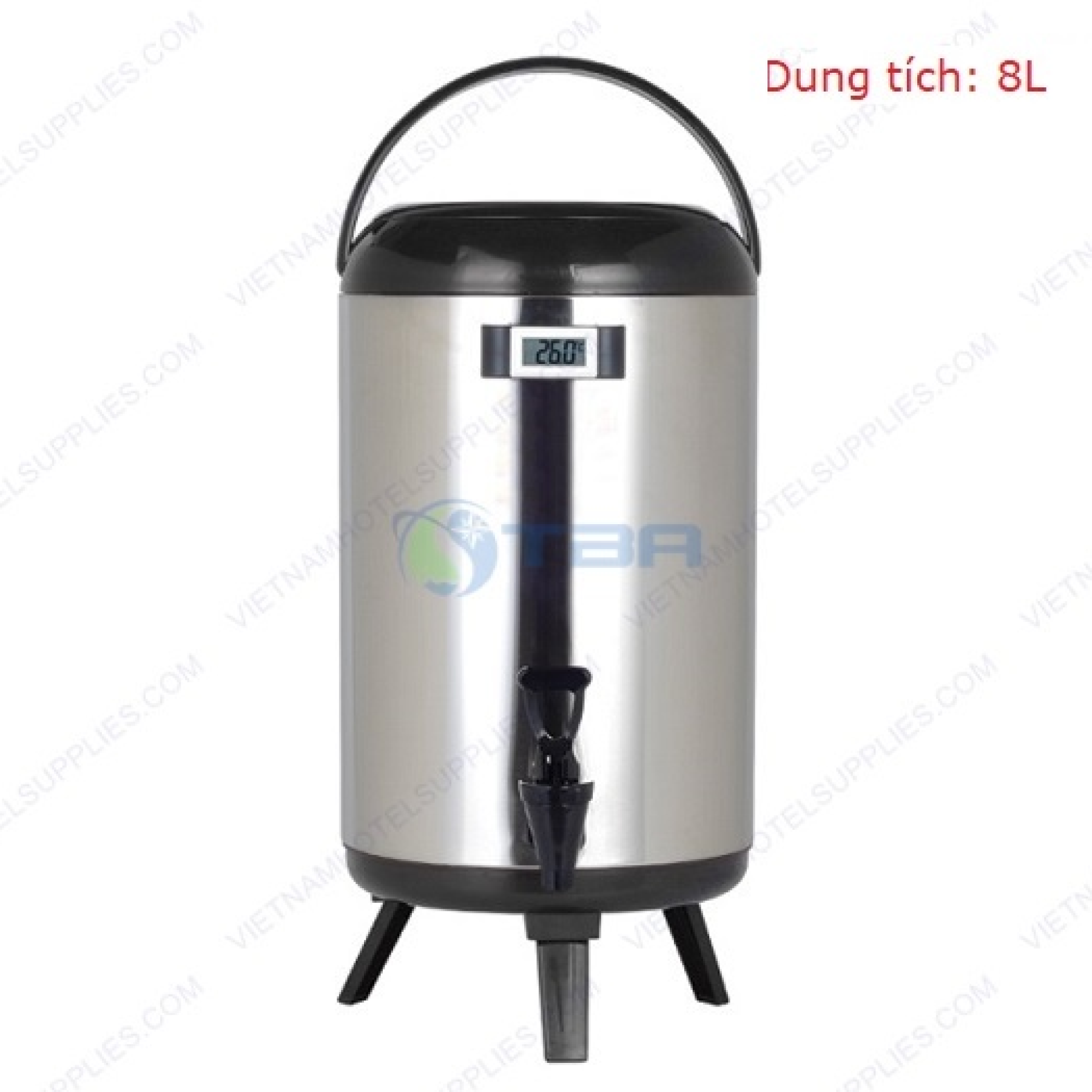 Bình ủ trà sữa inox có nhiệt kế AZK-8LP