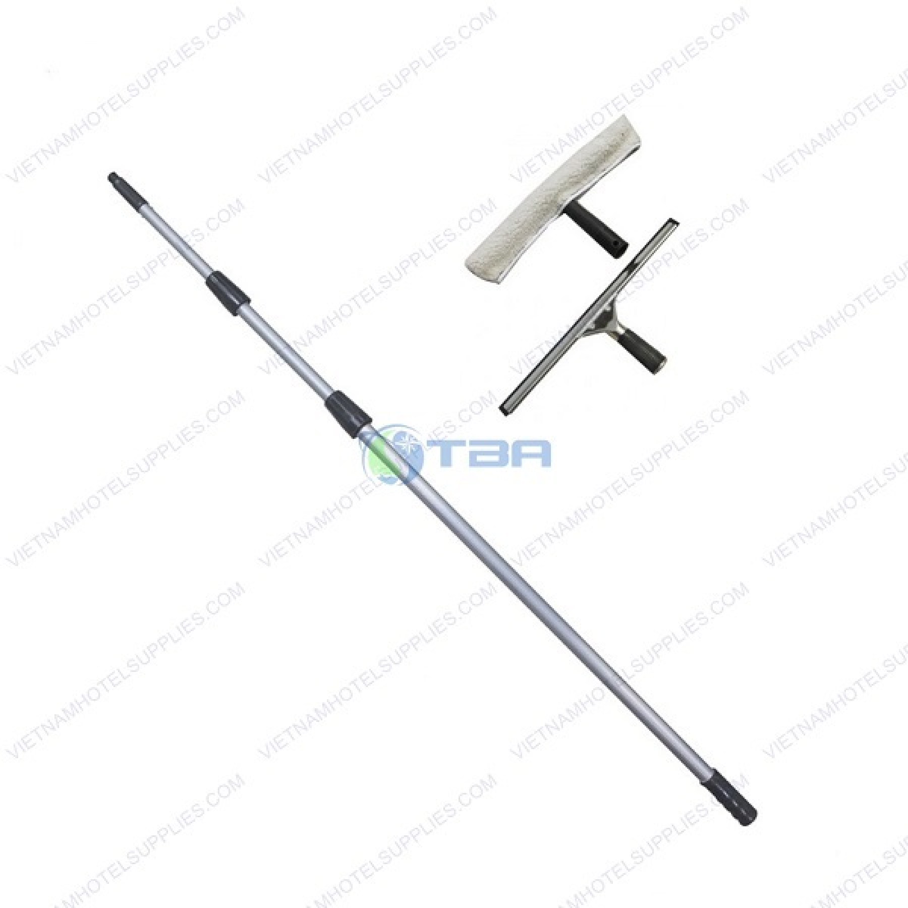 Bộ dụng cụ lau kính trên cao cán nhôm 4.5 mét