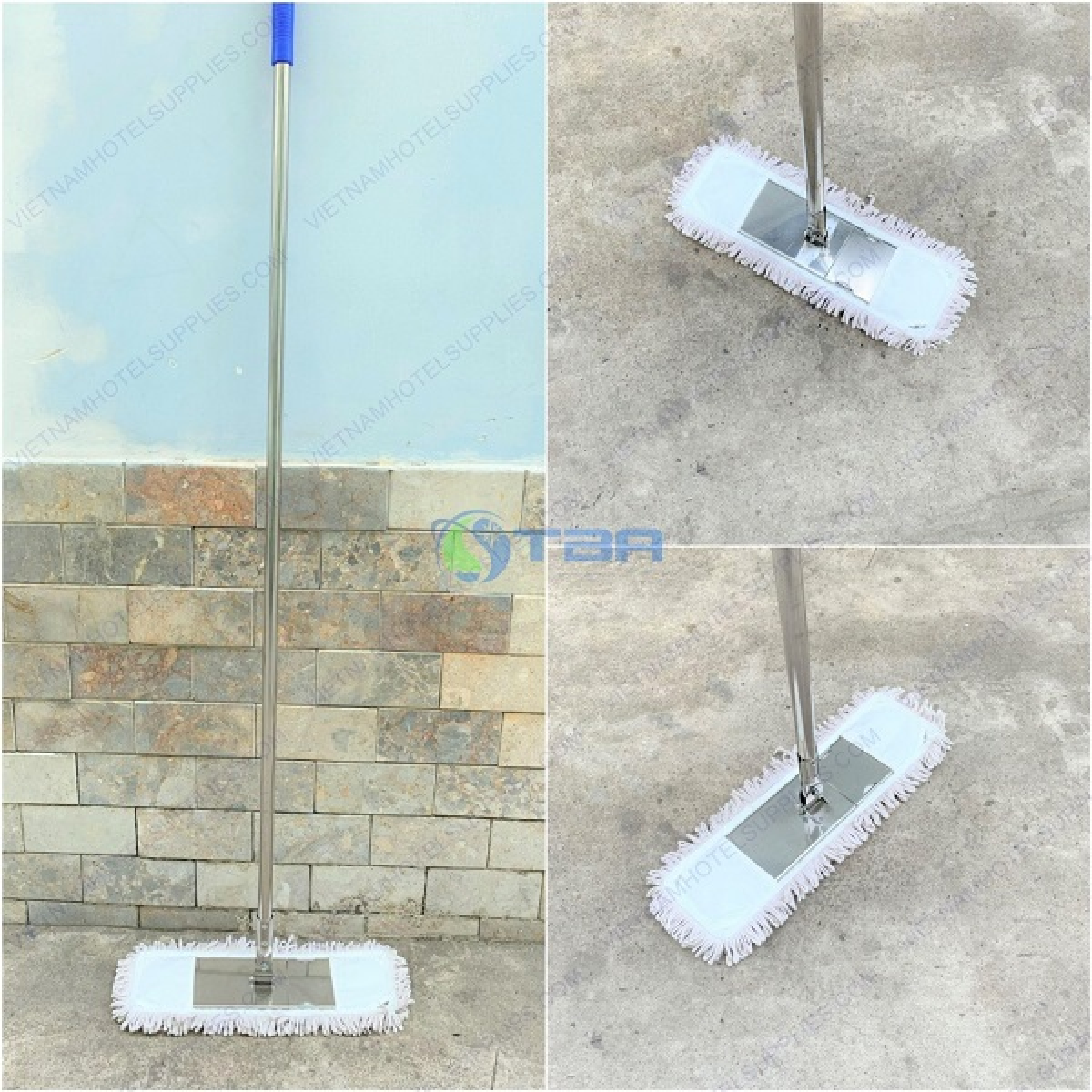 Cây lau bụi khô và ướt sợi cotton bản inox 45cm