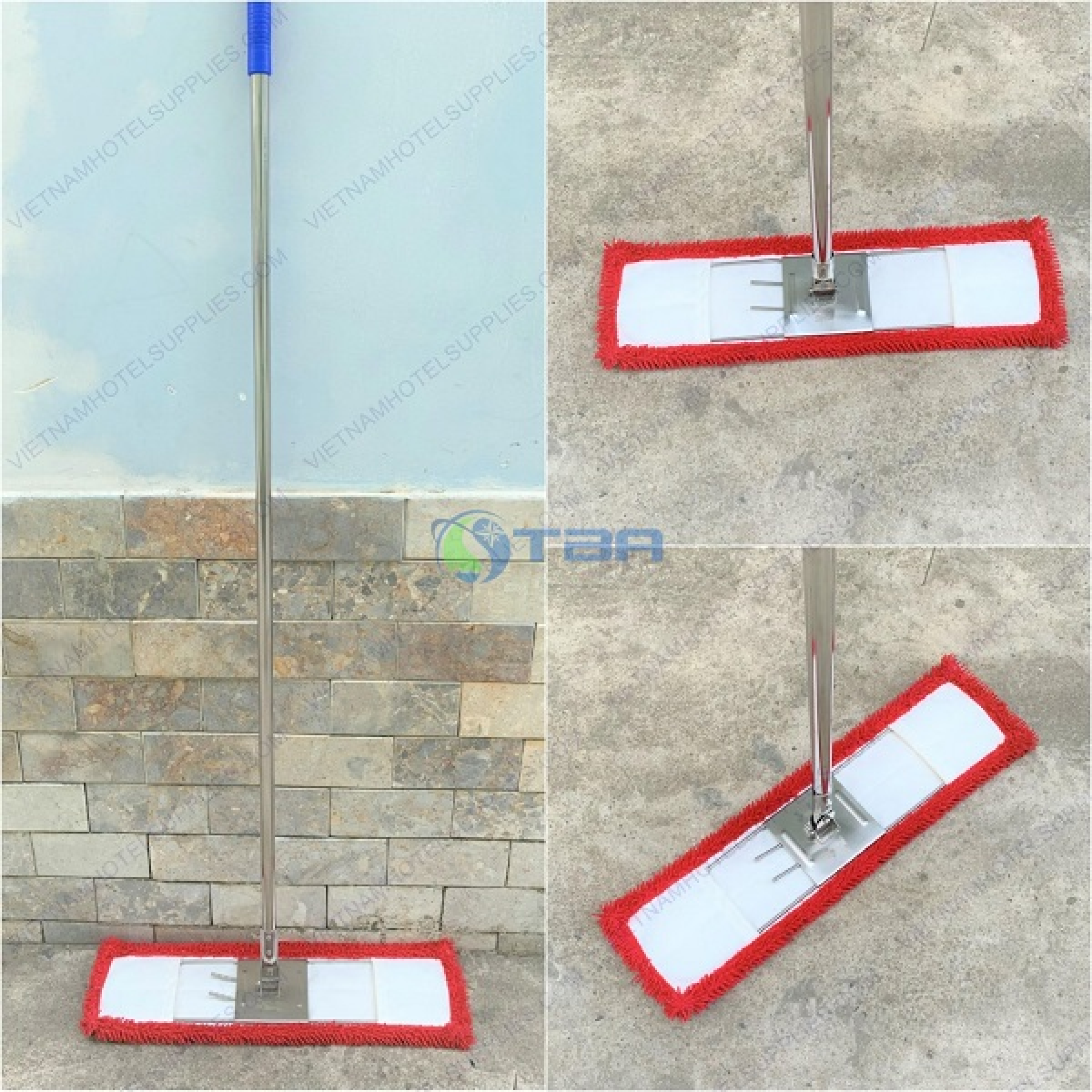 Cây lau sàn bản inox tấm san hô đỏ 60cm