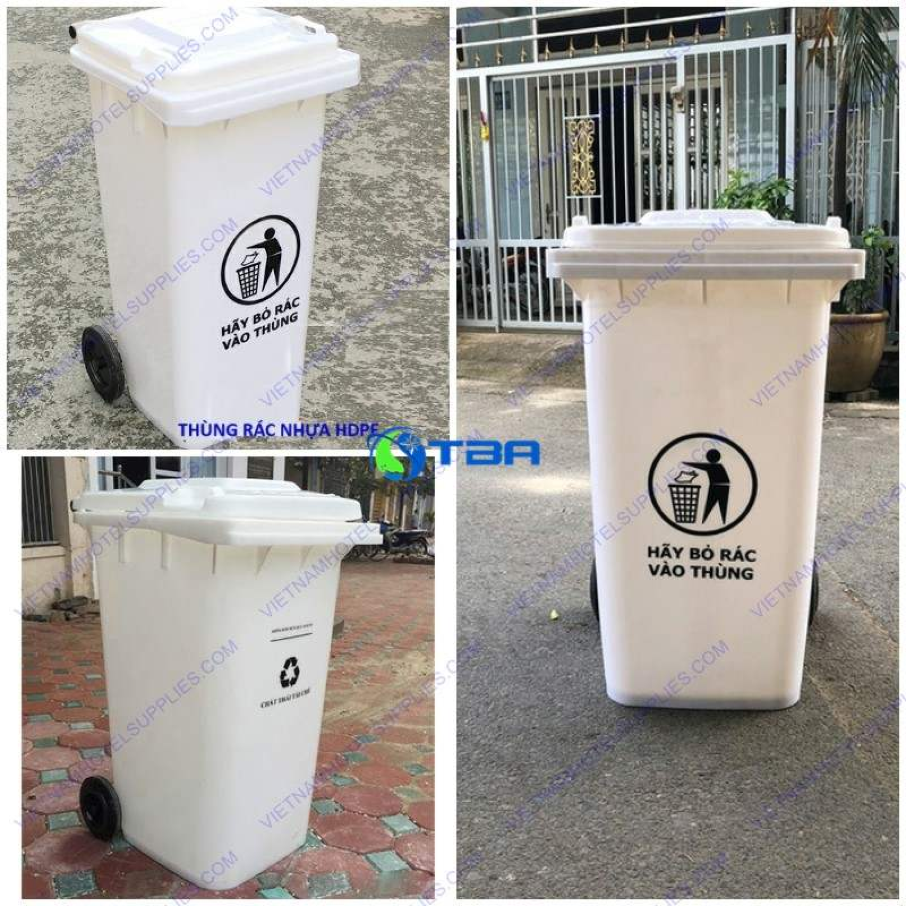 Thùng rác nhựa ASIA 120L màu trắng TRT120L