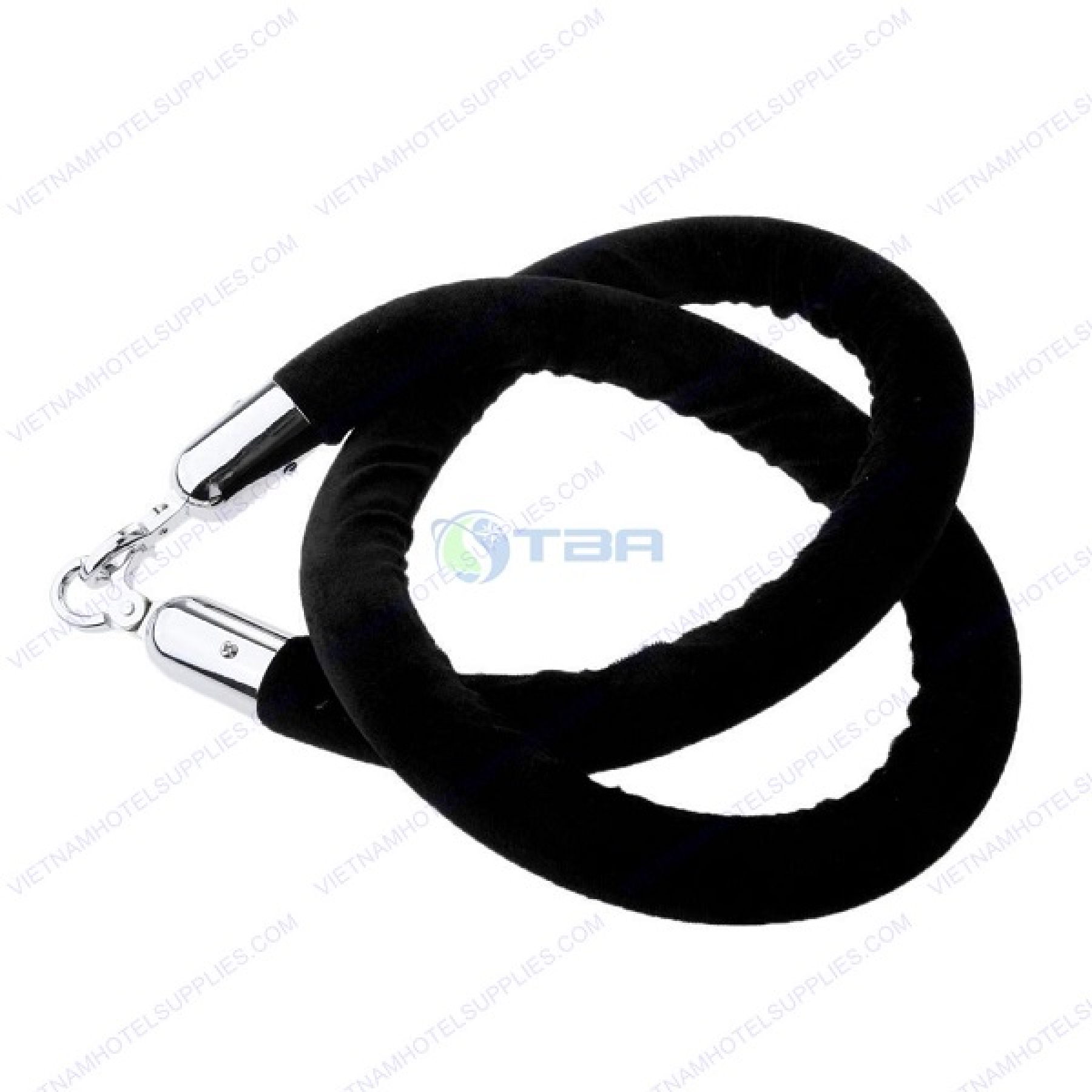 Dây nhung trùng màu đen khóa trắng cho trụ chắn