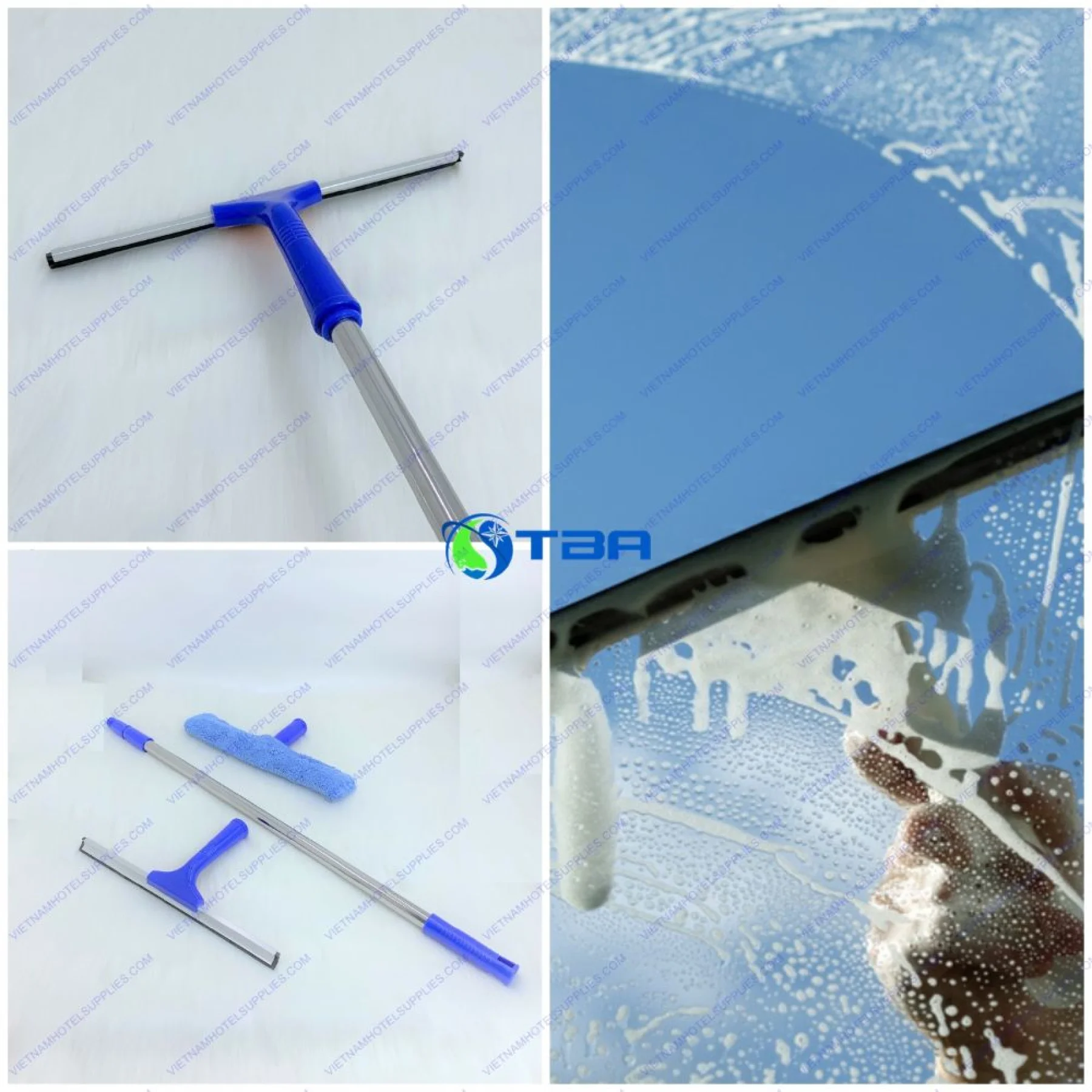 Bộ cây lau kính cán inox nối dài 2 mét ASIA-LI2M