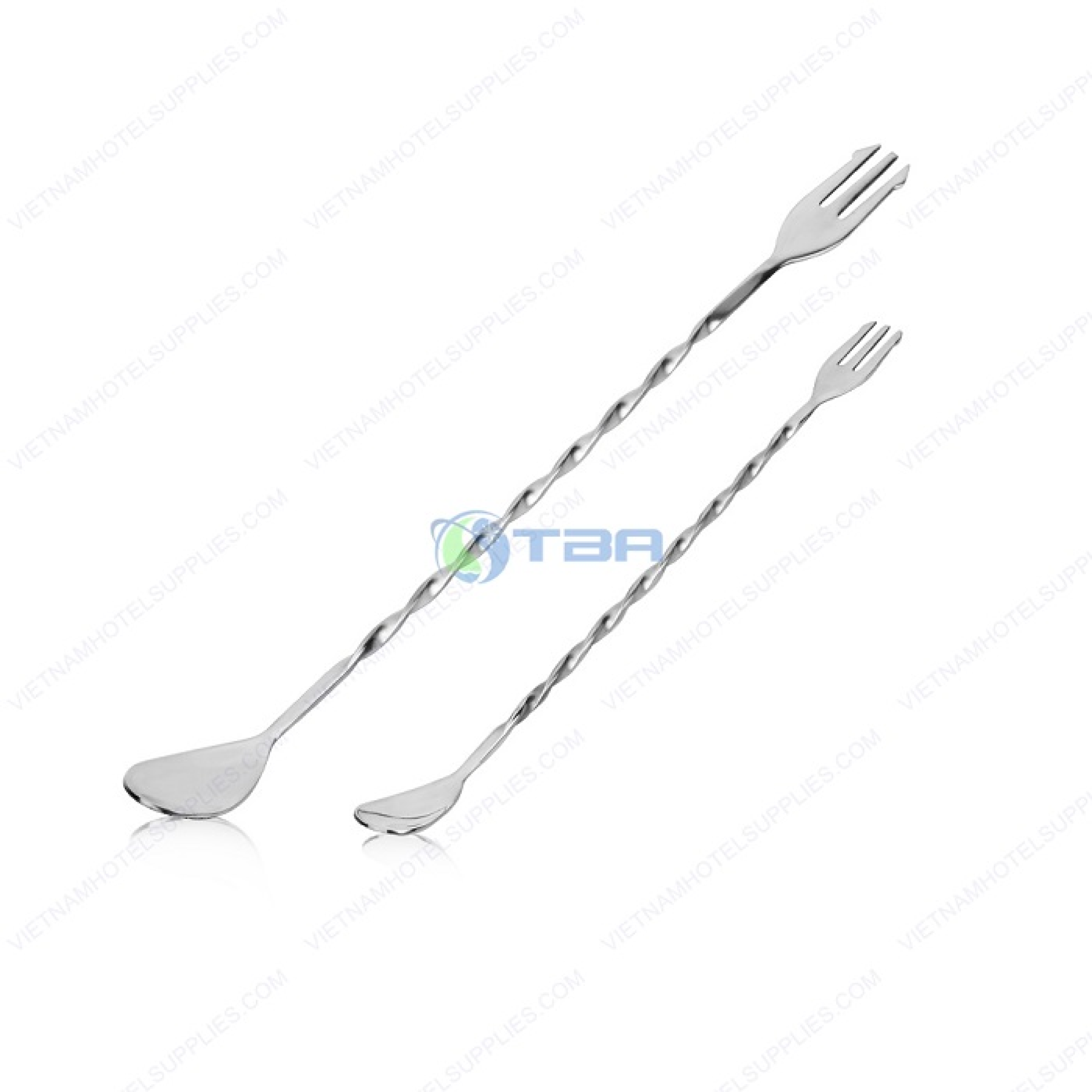 Muỗng inox pha chế quầy bar xoắn 2 đầu