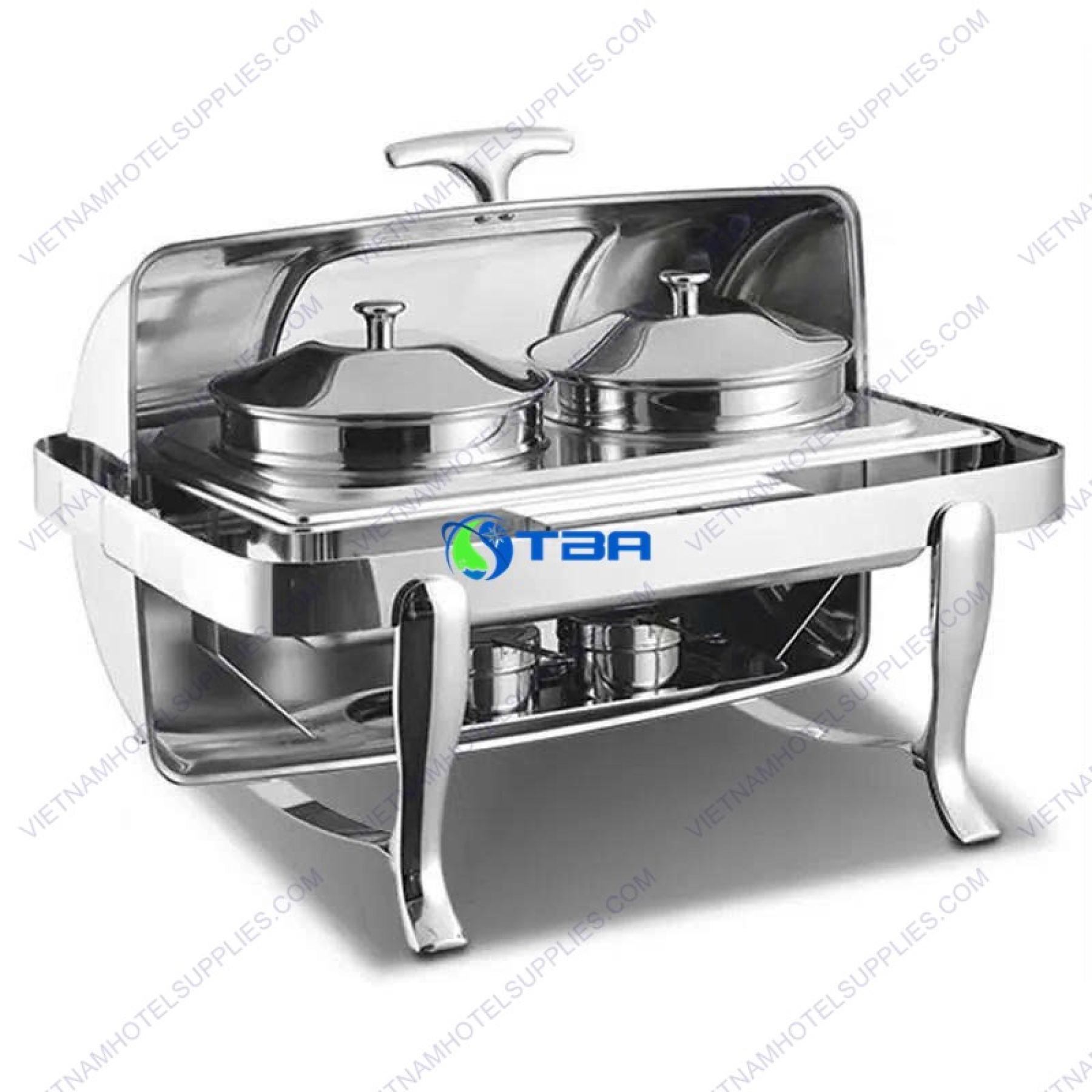 Nồi hâm soup buffet chữ nhật chân cong nắp kính ASIA6054CPC