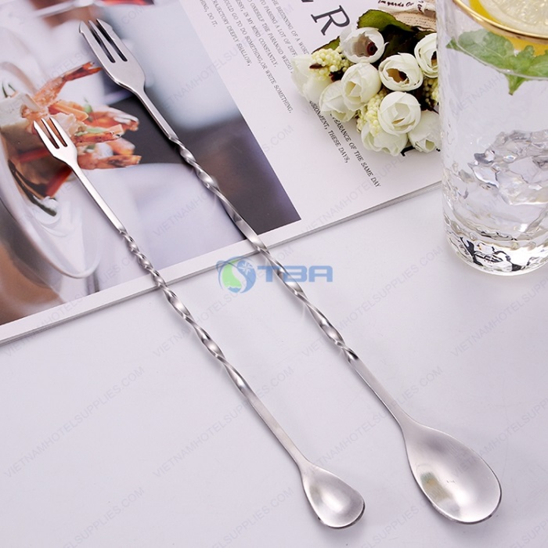 Thìa inox đa năng pha chế quầy bar cafe