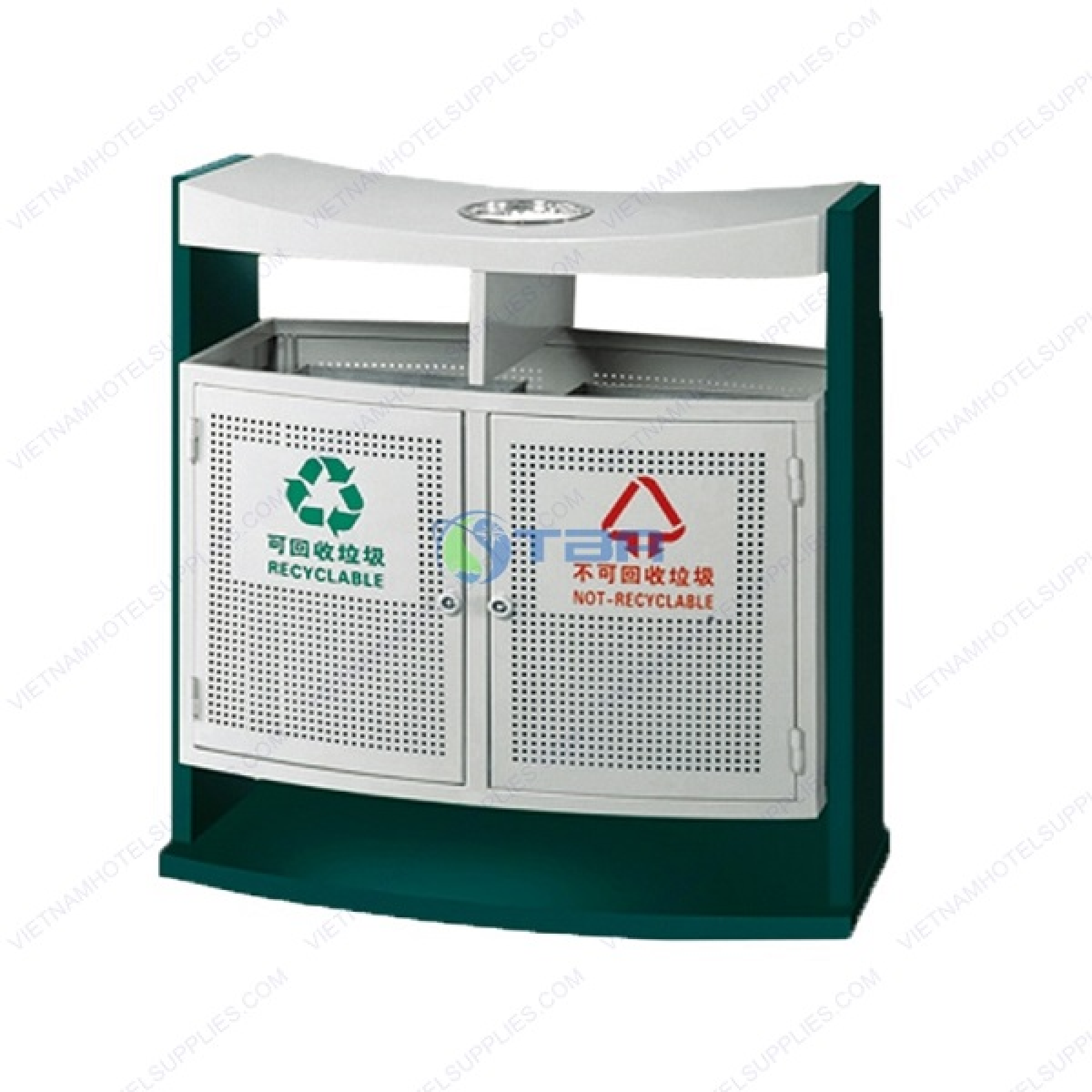 Thùng rác cao cấp đặt ngoài trời 2 ngăn A003