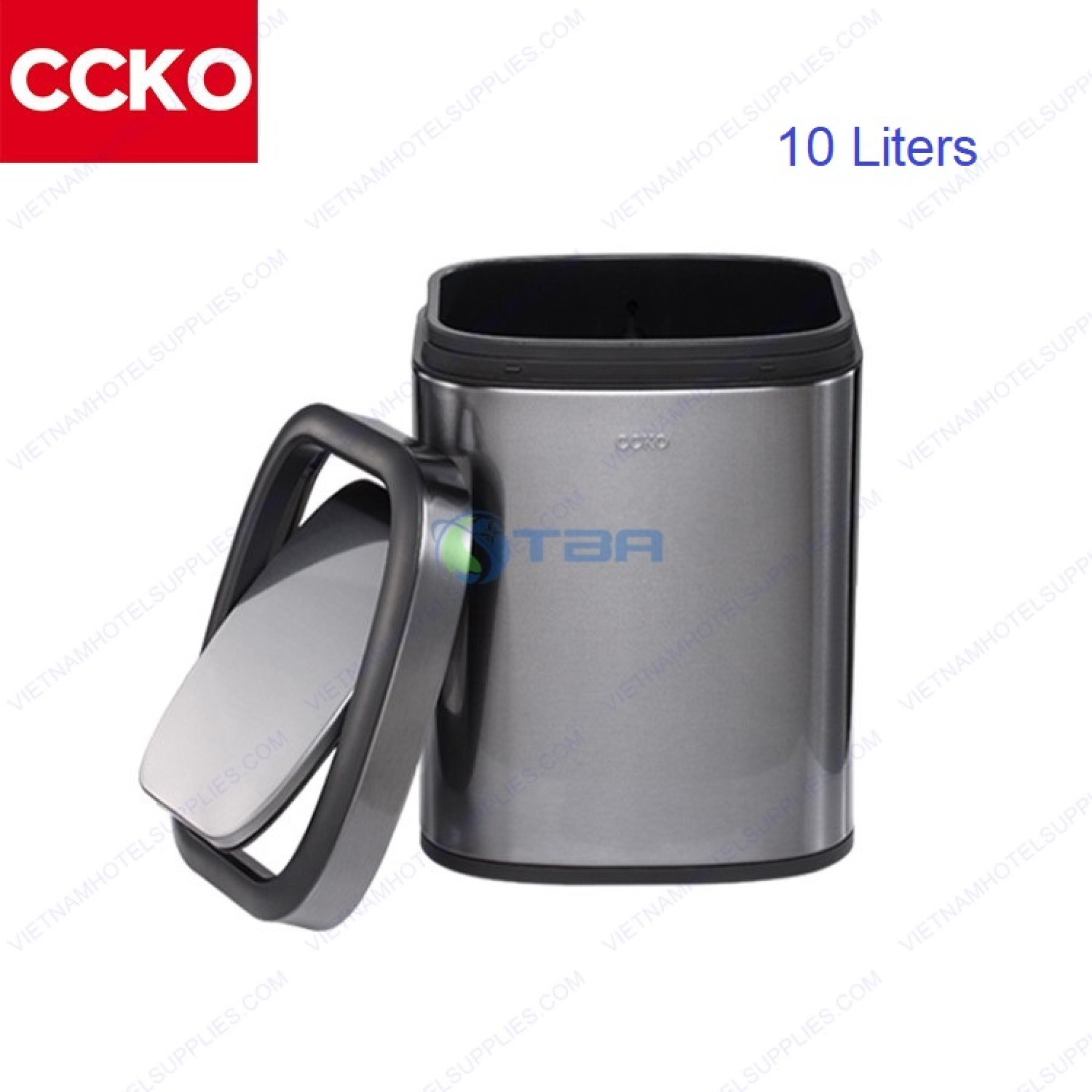 Thùng rác CCKO đen chữ nhật nắp lật 10L #CK9908B