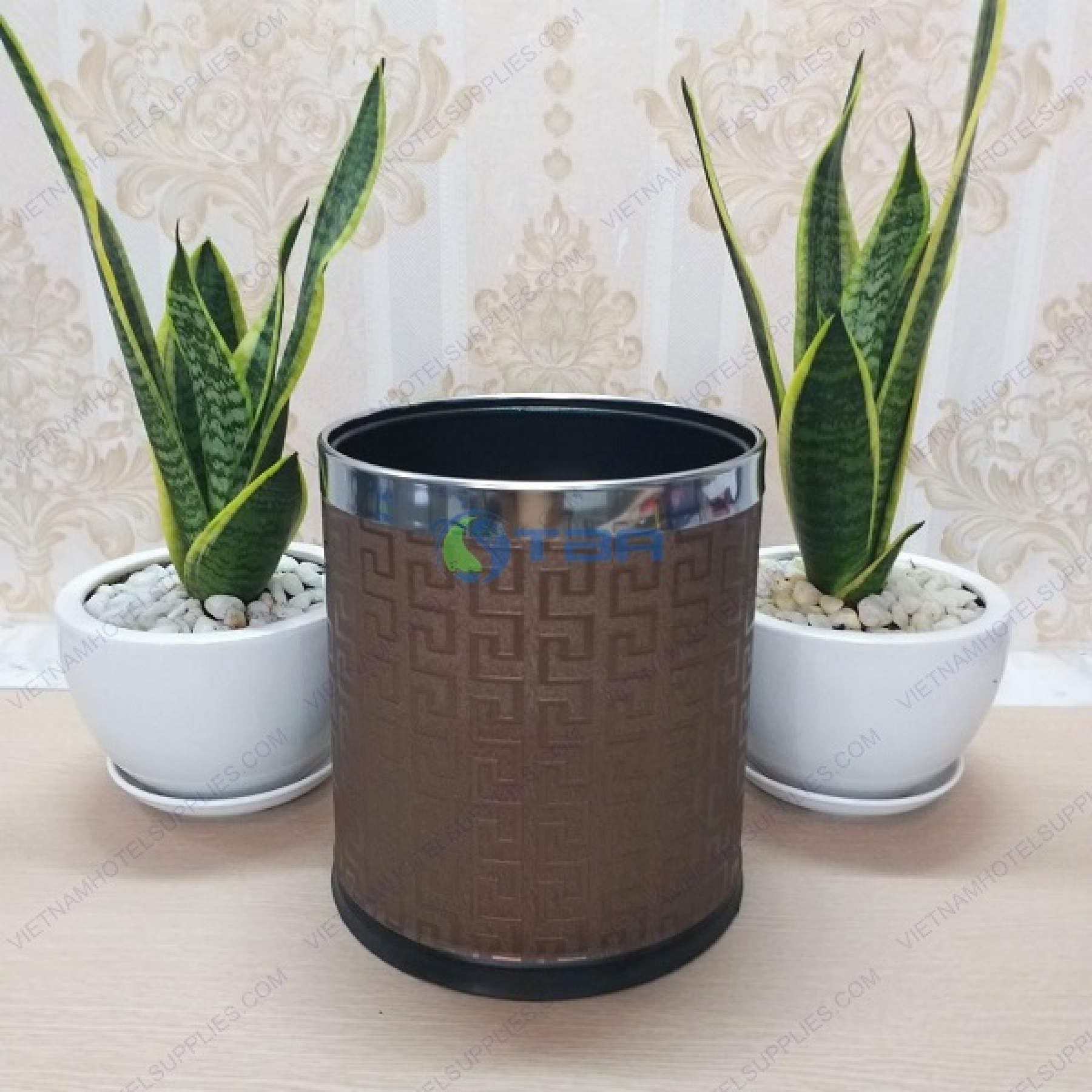 Thùng rác đặt phòng bọc da 2 lớp R001