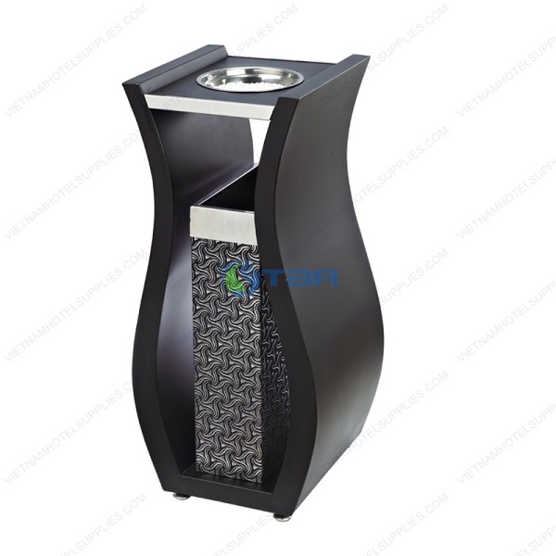 Thùng rác đặt sảnh Á Châu màu đen A023B