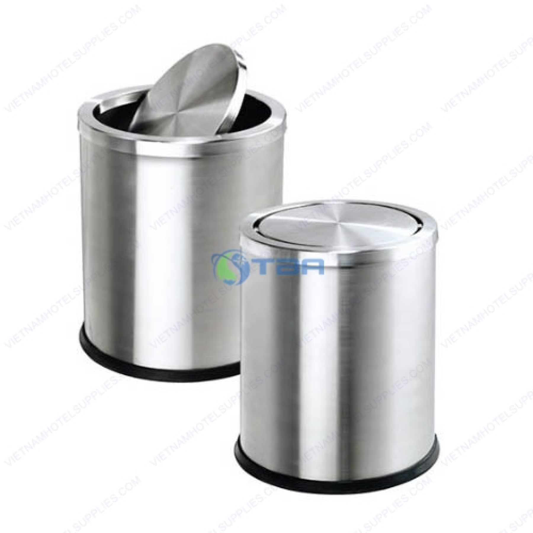 Thùng rác inox tròn nắp lật A300