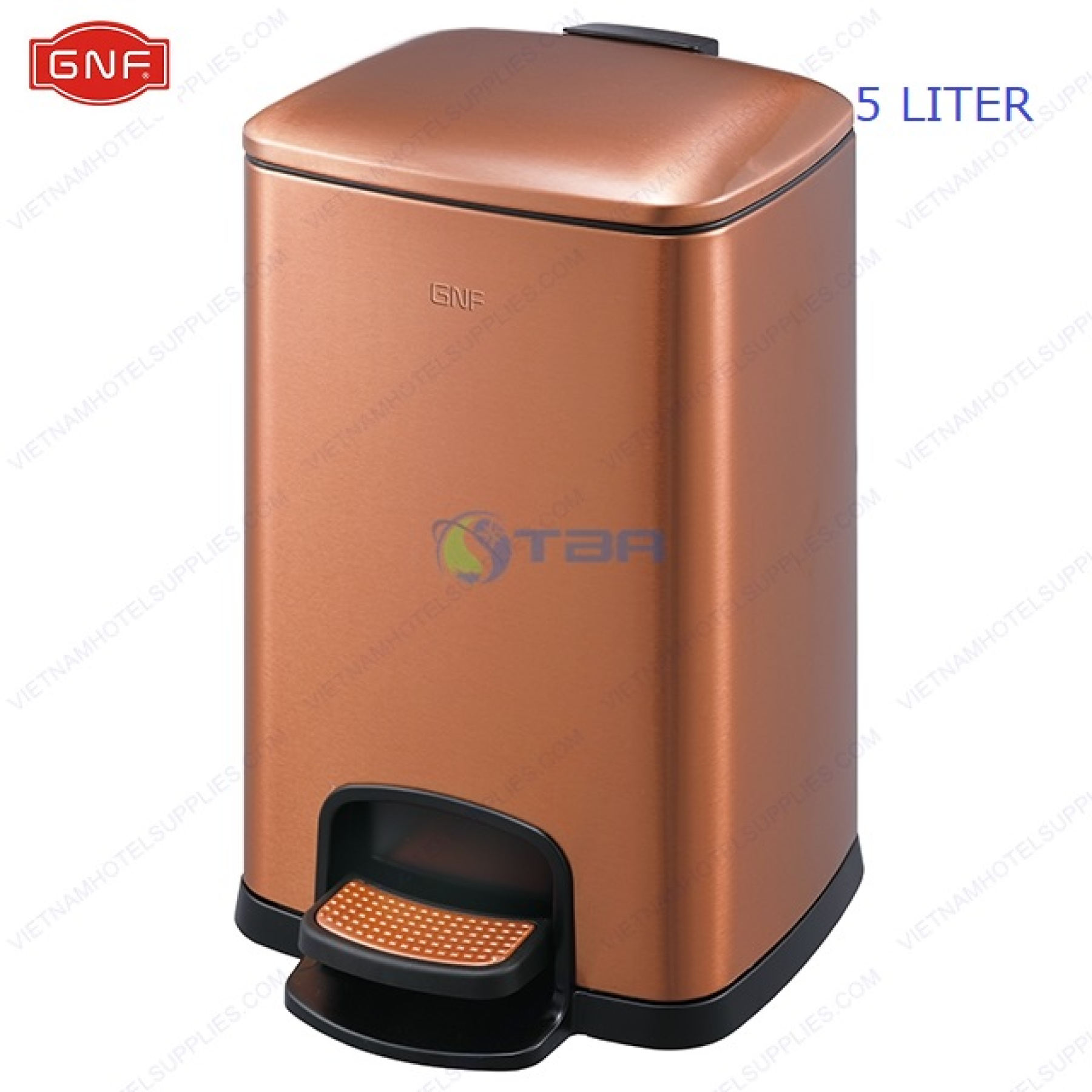 Thùng rác inox vuông cao cấp màu đồng 5L #GNFSJ5T