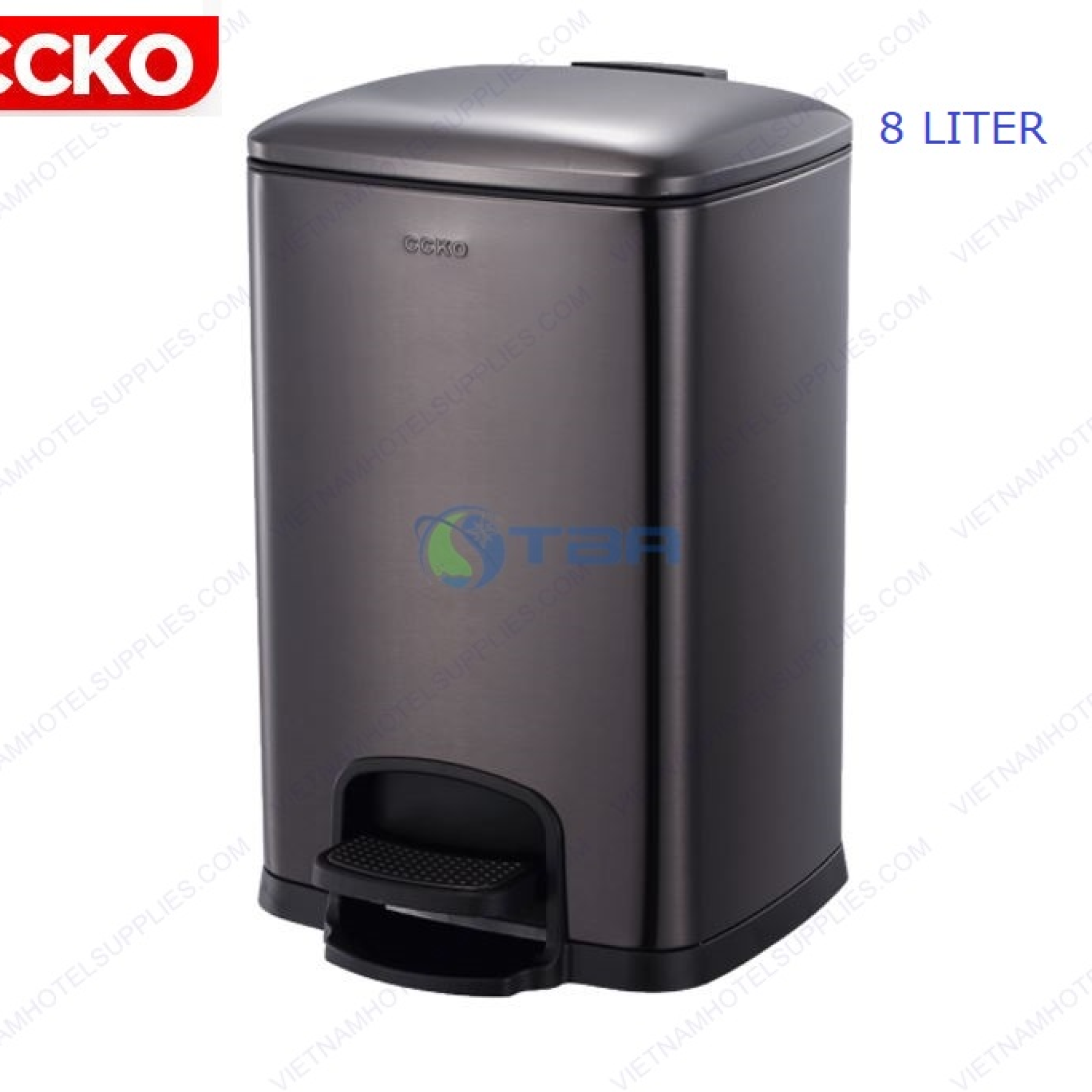 Thùng rác vuông cao cấp màu đen 8L #CK9934-8