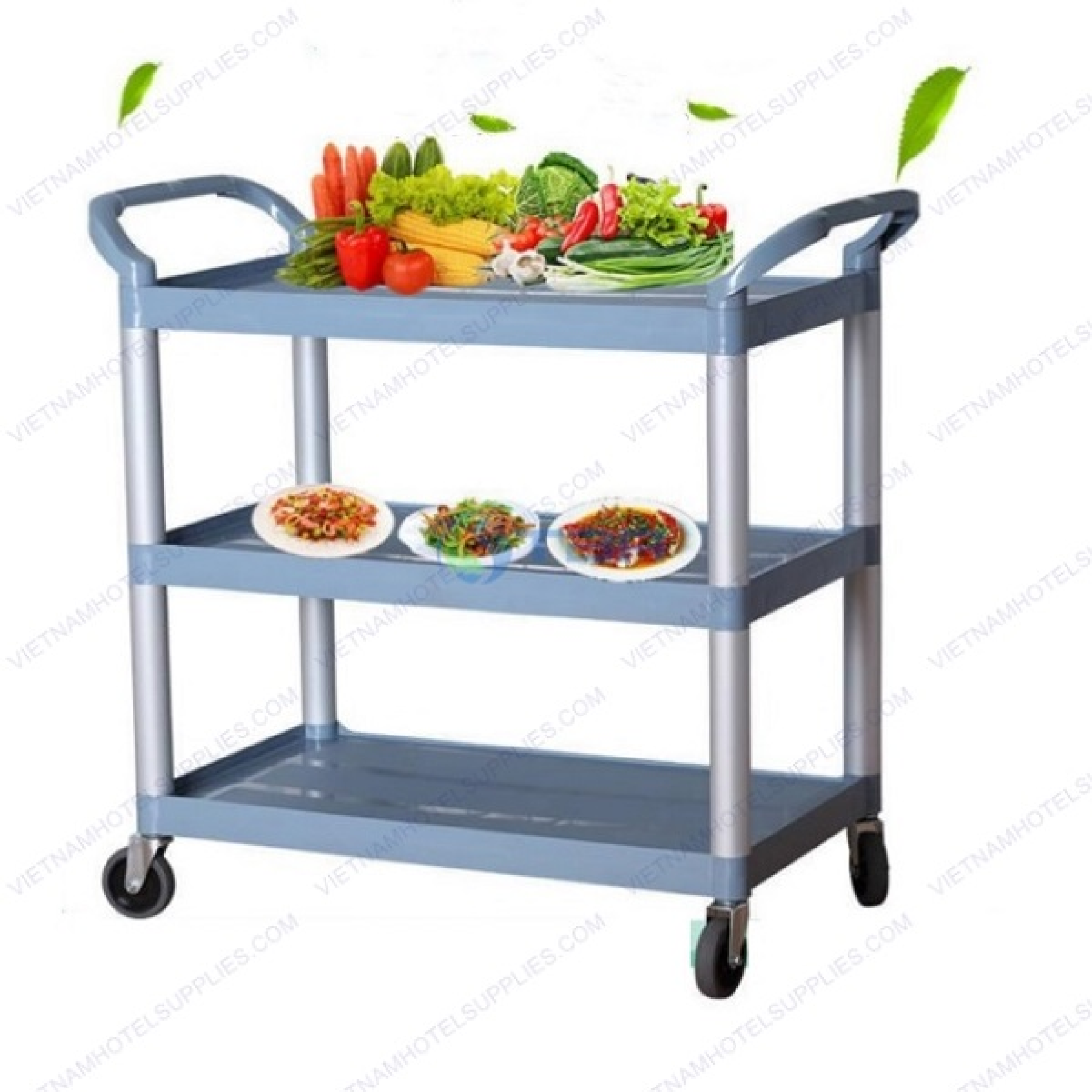 Xe đẩy thức ăn bằng nhựa ba tầng chất lượng cao