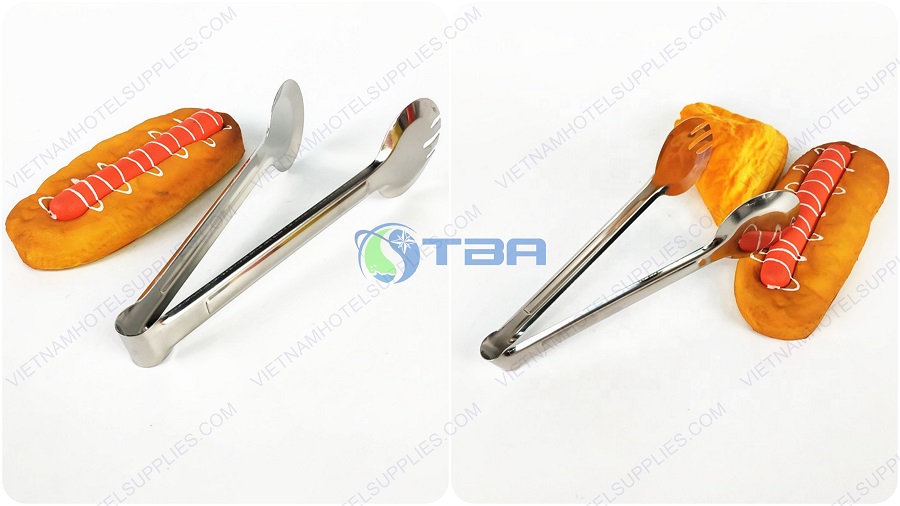 Kẹp inox tròn gắp bánh mì 1 bên răng