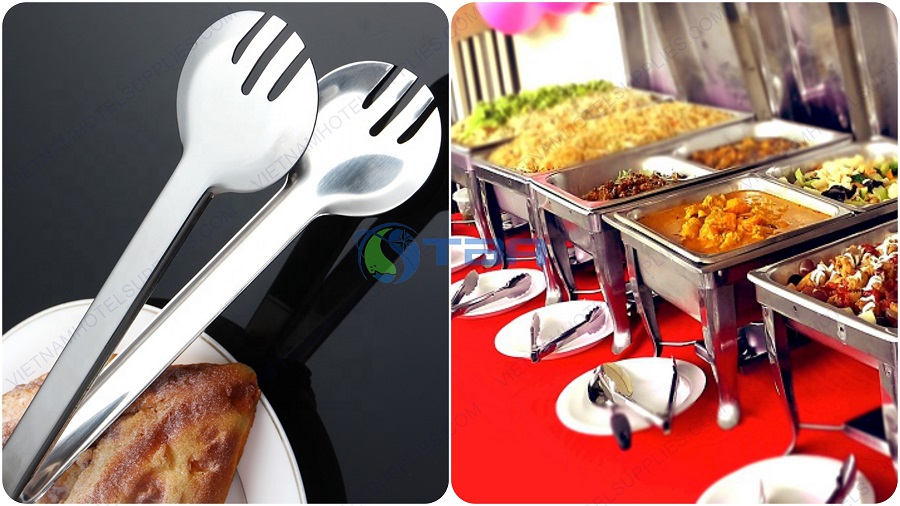 Kẹp gắp bánh inox tròn 2 bên răng