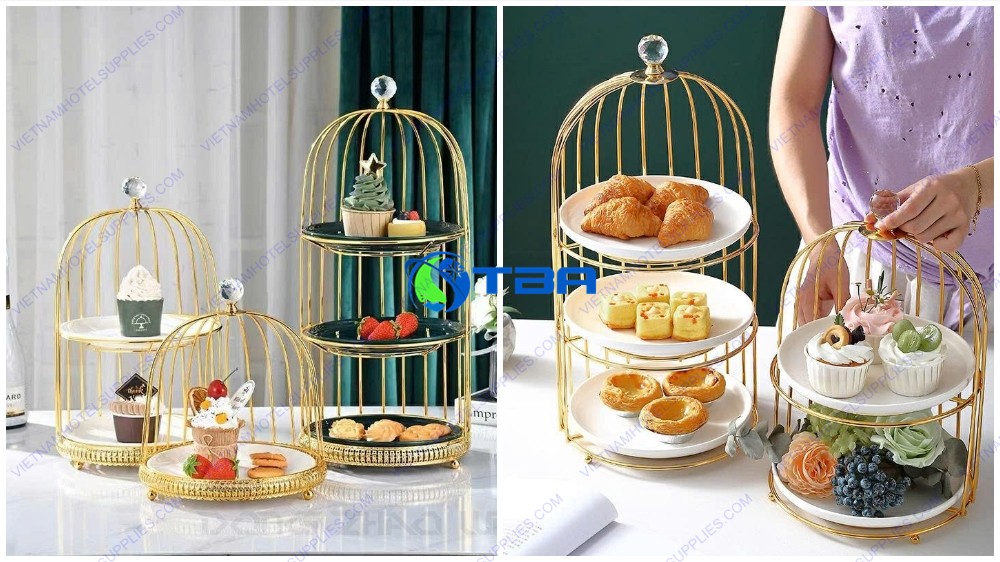 Kệ trang trí bánh lồng chim inox 1 tầng ASIA01BN