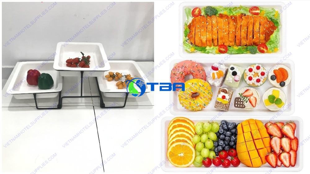Kệ trưng bày trang trí thức ăn 3 tầng ASIA-F01B