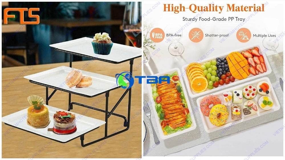 Kệ trang trí thức ăn 3 tầng bậc thang ASIA-F02B