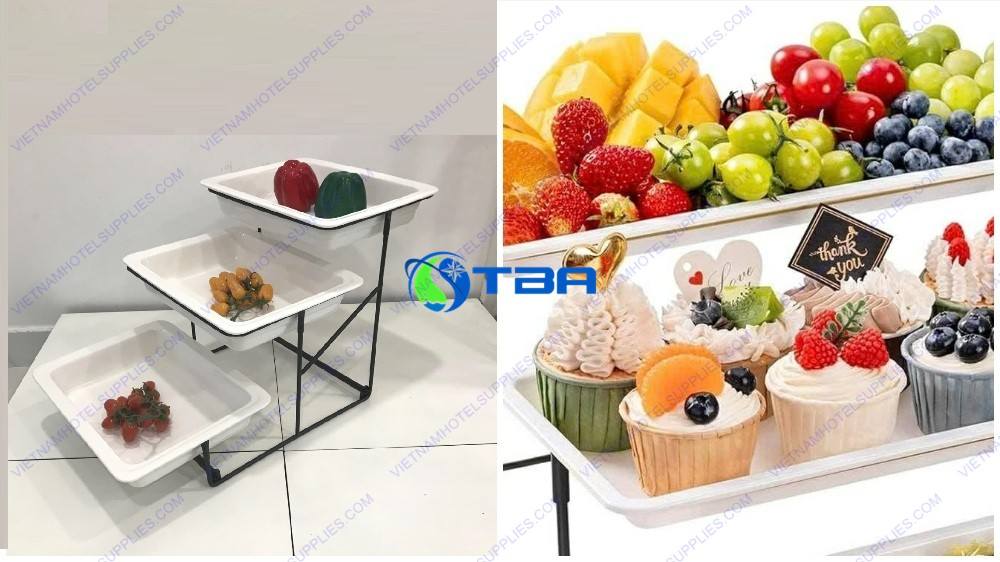 Kệ trang trí thức ăn 3 tầng bậc thang ASIA-F02B