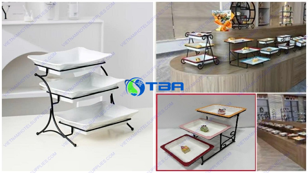 Kệ trang trí thực phẩm 3 tầng chân cong ASIA-F05B