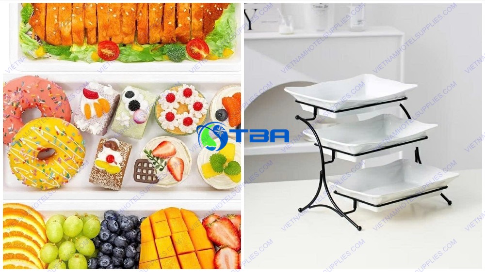 Kệ trang trí thực phẩm 3 tầng chân cong ASIA-F05B